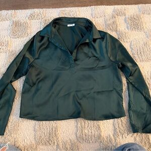 Pleione Emerald Satin Blouse